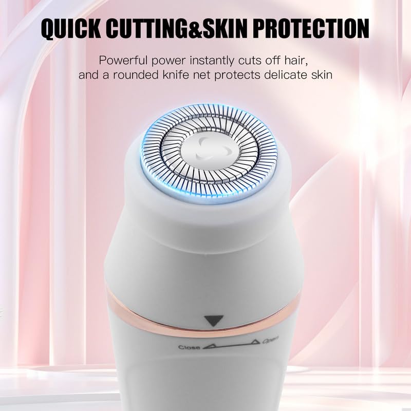 Solimpia Female HT-518 Lady Grooming Kit 7-In-1 Painless Body Shaver Facial,Eyebrow,Hair,Ear-Nose Trimmer Exfoliating Head Suitable For Face,Body,Legs,Bikini,Underarms,Arms,IPX5 Waterproof,White - Image 5
