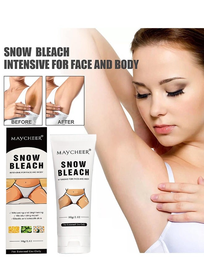 مايتشير كريم مبيض الثلج لتبييض الجزء الخاص تحت الإبط ، كريم تبييض البشرة الداكنة للبقع الداكنة ، كريم تبييض تفتيح بشرة الوجه والجسم لتفتيح المناطق الحميمة ، 80 جرام - Image 2