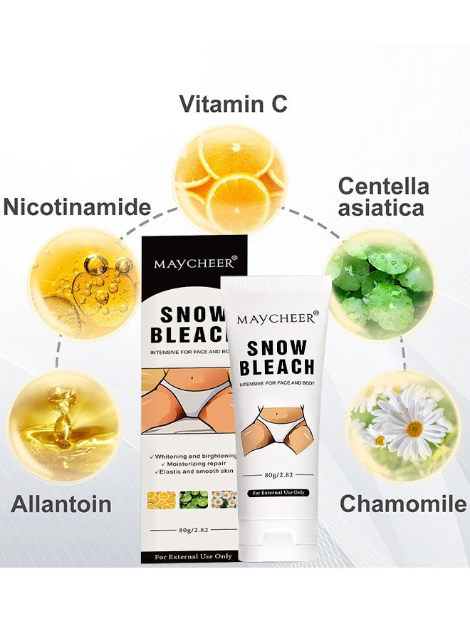 مايتشير كريم مبيض الثلج لتبييض الجزء الخاص تحت الإبط ، كريم تبييض البشرة الداكنة للبقع الداكنة ، كريم تبييض تفتيح بشرة الوجه والجسم لتفتيح المناطق الحميمة ، 80 جرام - Image 3