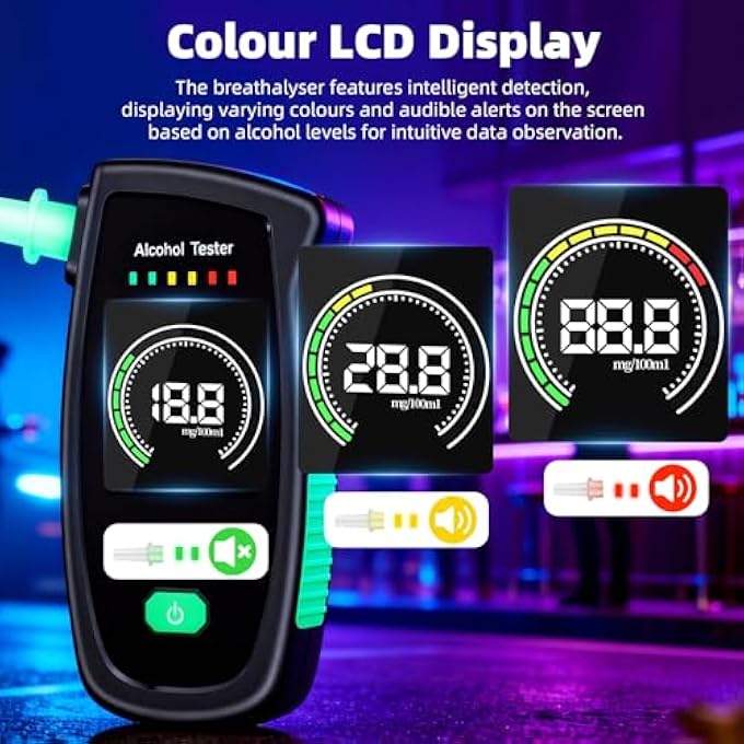 rayihni Electronic Breathalyser - Electronic Breathalyser with 5 Mouthpieces - Image 3