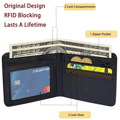 JONYEE Boys Wallet for Kids and Teenager, Funny Leather Bifold Purse with Zipper Coin Pocket and Card Cash Holder for Youth Men, Cool Cartoon Game Wallet for Kids Gifts -Baseball Blue - Image 2