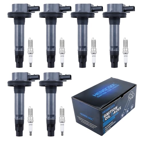 HENGCOOL Ignition Coils Spark Plugs Set 6 Packs UF553 Compatible with Ford Lincoln 35L 37L 20082016 for Taurus Expedition Explorer F 150 Transit MKS MKT MKX Replace 7T4Z12029E DG520 UF595 - Image 1