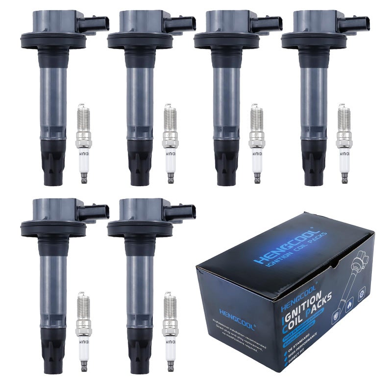 HENGCOOL Ignition Coils Spark Plugs Set 6 Packs UF553 Compatible with Ford Lincoln 35L 37L 20082016 for Taurus Expedition Explorer F 150 Transit MKS MKT MKX Replace 7T4Z12029E DG520 UF595 - Image 2