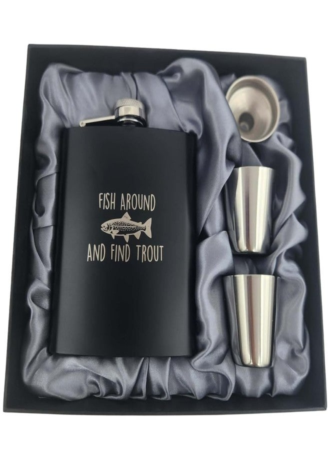 Pretty Inappropriate Funny Fishing Gifts for Men, Gifts for Outdoorsy Men, Cool Presents for Fishermen, Funny Fish Lovers Presents, Outdoorsman Accessories, Fish Around and Find Trout Flask - Image 1
