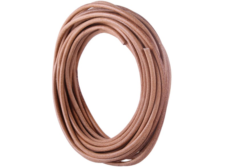 KONMAY 30mm Round Real Leather Cord 10 Yards Natural Leather String Cord for Jewelry Making Necklaces Bracelets and Crafting