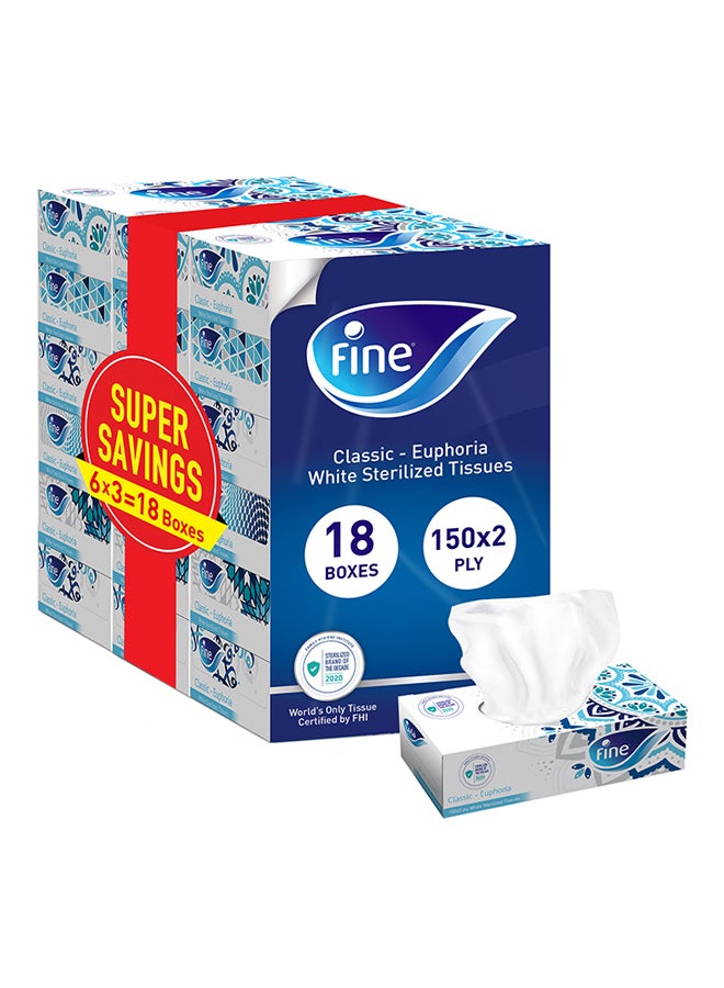 Fine 150 Sheets 2 Ply Sterilized  Facial Tissue Pack Of 18 White - Image 1