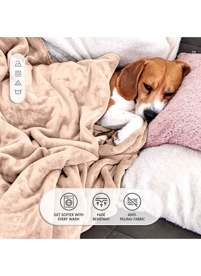 Hotel Linen Klub - Single Micro Fleece Flannel Blanket 260 GSM Super Plush and Comfy Throw Blanket Size 150 x 200cm Cream - Image 1
