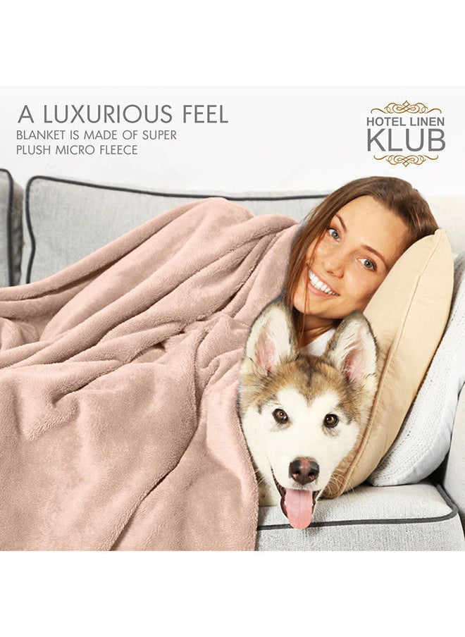 Hotel Linen Klub - Single Micro Fleece Flannel Blanket 260 GSM Super Plush and Comfy Throw Blanket Size 150 x 200cm Cream - Image 1