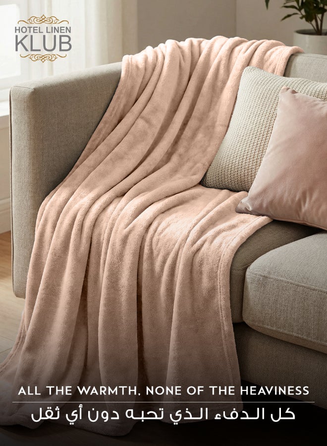 هوتيل لينين كلوب بطانية فلانل من الصوف الدقيق، 260 جرام لكل متر مربع، ناعمة ومريحة للغاية، مقاس 150 × 200 سم، كريمي - Image 2
