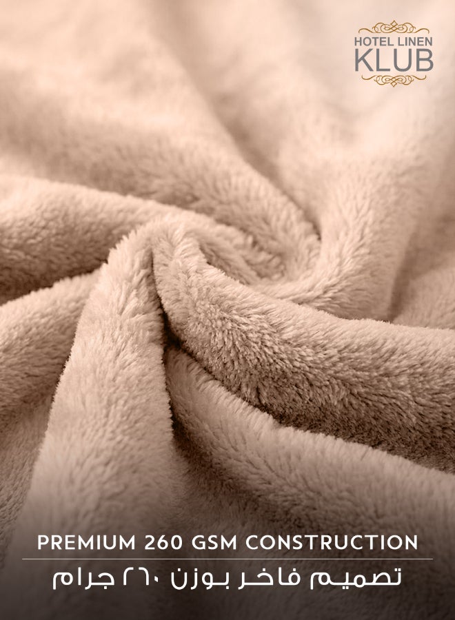 هوتيل لينين كلوب بطانية فلانل من الصوف الدقيق، 260 جرام لكل متر مربع، ناعمة ومريحة للغاية، مقاس 150 × 200 سم، كريمي - Image 5