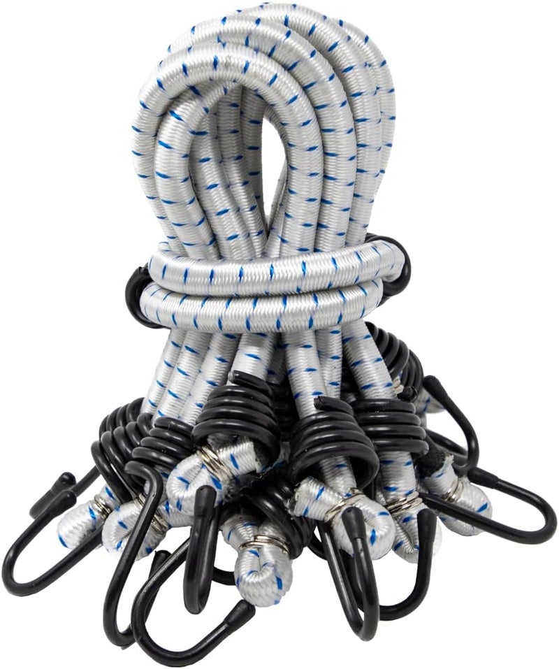 Kotap VBC-18WHT حبال بنجي متينة متعددة الاستخدامات مع خطافات، 18 بوصة، أبيض (عبوة من 10) - Image 1