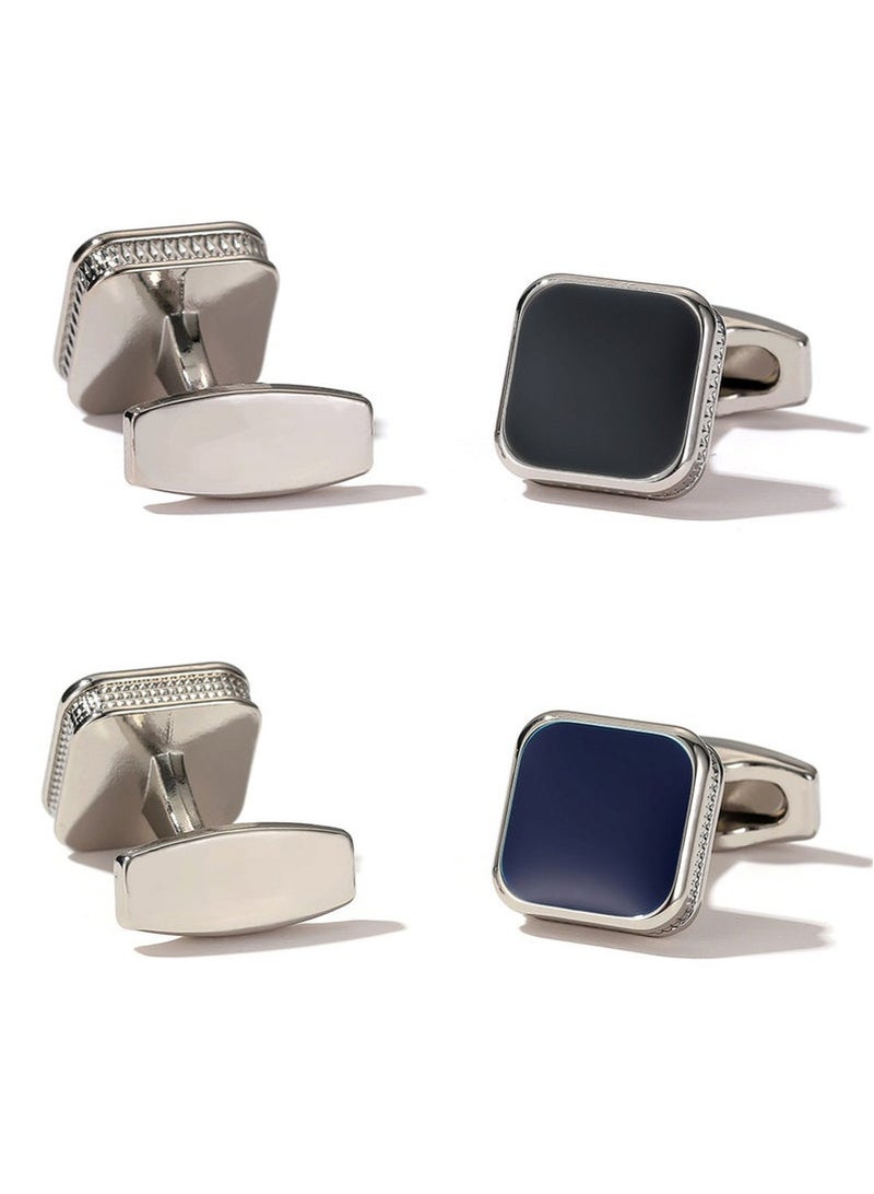 زوجان من أزرار الأكمام الرجالية، أزرار أكمام للبدلات، أزرار أكمام من الفولاذ المقاوم للصدأ للقمصان، بتصميم كلاسيكي هادئ وفريد، مناسبة للمناسبات الرسمية والإكسسوارات الرجالية اليومية (مع علبة أزرار أكمام). - Image 5