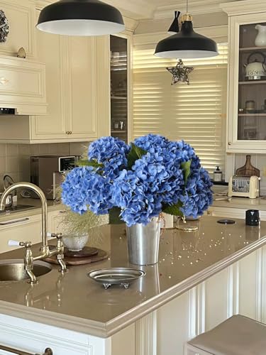 ZYTUYO 4 Pcs Royal Blue 20 inches Real Touch Hydrangea Artificial Flowers Boho Lifelike Real Looking Latex Hydrangeas Flower with Long Stem for Indoor Living Room Spring Home Decor Table Flower - Image 2