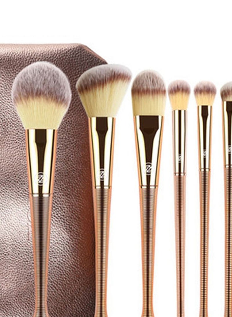 8-Piece Mermaid Shaped Makeup Brush Set Gold/White/Brown - Image 2