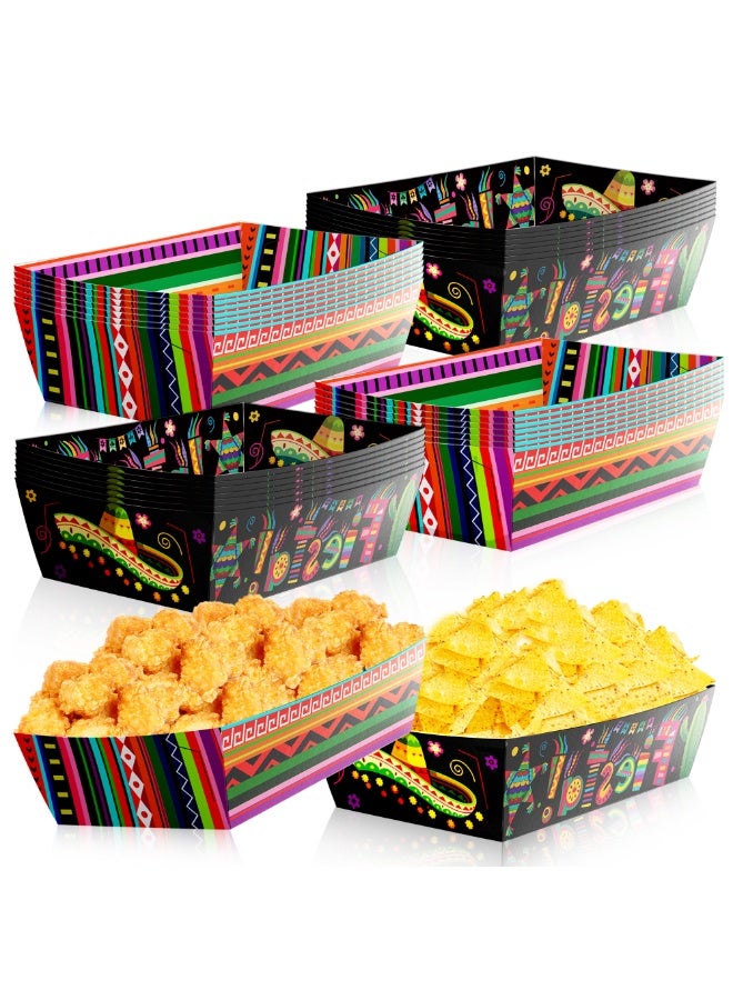 FRUITFUL PARTY Mexican Fiesta Popcorn Tray, 36pcs Cinco De Mayo Food Paper Trays Mexican Fiesta Decorations, Mexican Nacho Trays for Cinco De Mayo Decoration Supplies - Image 1