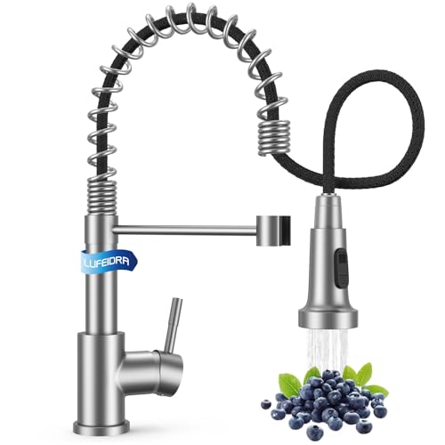 LUFEIDRA Kitchen Faucet with Pull Down Sprayer, High Arc Single Hole Single Handle Kitchen Sink Faucet with Sprayer for RV Camper, Brushed Nickel - Image 1