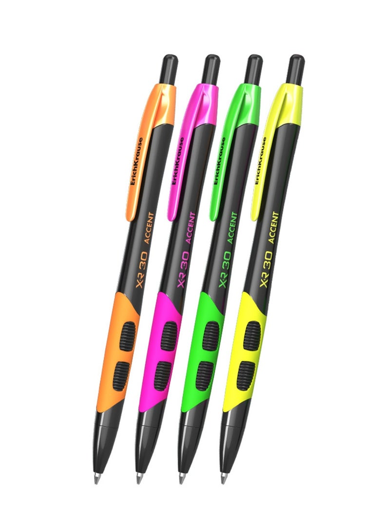 ErichKrause 12-Piece XR-30 Retractable Ballpoint Pen 0.7mm Tip Assorted Barrel Colours Blue Ink - Image 2