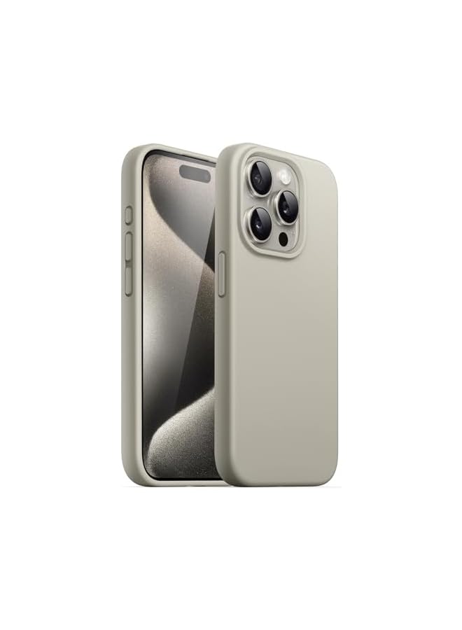 JETech Silicone Case for iPhone 15 Pro Max 6.7-Inch, Silky-Soft Touch Full-Body Protective Phone Case, Shockproof Cover (Natural Titanium) - Image 1