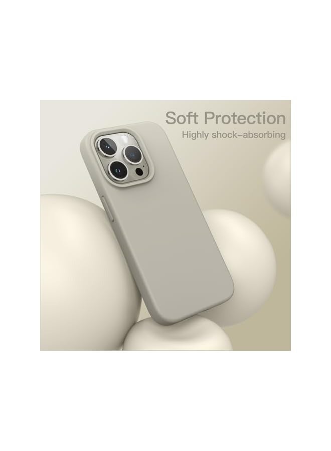 JETech Silicone Case for iPhone 15 Pro Max 6.7-Inch, Silky-Soft Touch Full-Body Protective Phone Case, Shockproof Cover (Natural Titanium) - Image 4