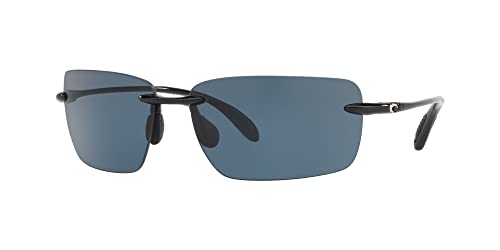 Costa Del Mar Mens Gulf Shore Rectangular Sunglasses, Shiny Black/Grey Polarized-580P, 66 mm - Image 4
