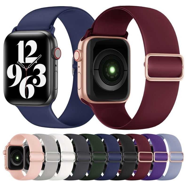 Elasticity Silicone Strap Watch Band For Apple Watch Ultra 49mm&Watch Ultra 2 49mm / Series 9&8&7 45mm / SE 3&SE 2&6&SE&5&4 44mm / 3&2&1 42mm(Grey)