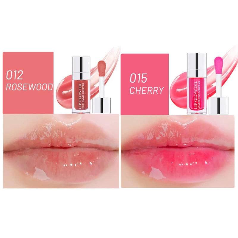 Aaiffey 2 Colors Hydrating Plumping Lip Glow Oil,Moisturizing Lip Oil Gloss Transparent Glossy Lip Gloss Primer Lip Tint for Lip Care and Dry Lip (012#+015#) - Image 2