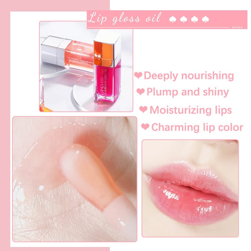 Aaiffey 2 Colors Hydrating Plumping Lip Glow Oil,Moisturizing Lip Oil Gloss Transparent Glossy Lip Gloss Primer Lip Tint for Lip Care and Dry Lip (012#+015#) - Image 4