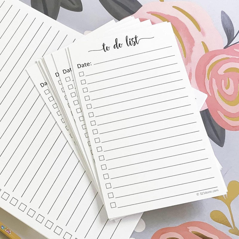 321Done To Do List Cards 3" x 5" (Set of 50) Vertical Index Cards, Double-Sided Notecards with Date To-Do Checklist - Thick Card Stock - Made in The USA, Simple Script - Image 4