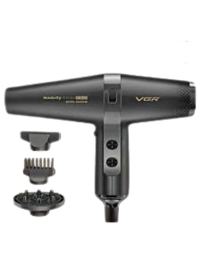مجفف شعر في جي آر بروفيشنال VGR V-409 – موزع هواء عالمي، لون أسود