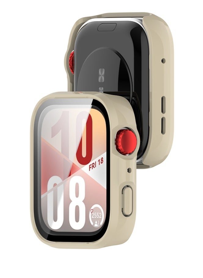 HL-Tech Case Compatible with HUAWEI Watch Fit 4 Watch Glass Protective Film Hard Plastic Frame HUAWEI Watch Fit 4 Watch Case Lvory white - Image 3