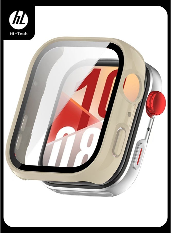 HL-Tech Case Compatible with HUAWEI Watch Fit 4 Watch Glass Protective Film Hard Plastic Frame HUAWEI Watch Fit 4 Watch Case Lvory white - Image 1