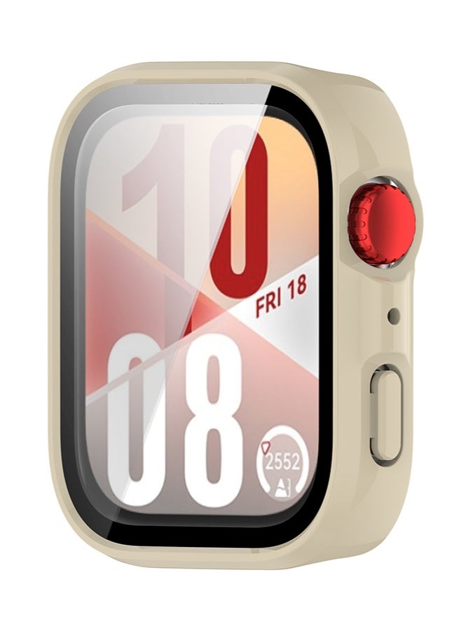 HL-Tech Case Compatible with HUAWEI Watch Fit 4 Watch Glass Protective Film Hard Plastic Frame HUAWEI Watch Fit 4 Watch Case Lvory white - Image 2