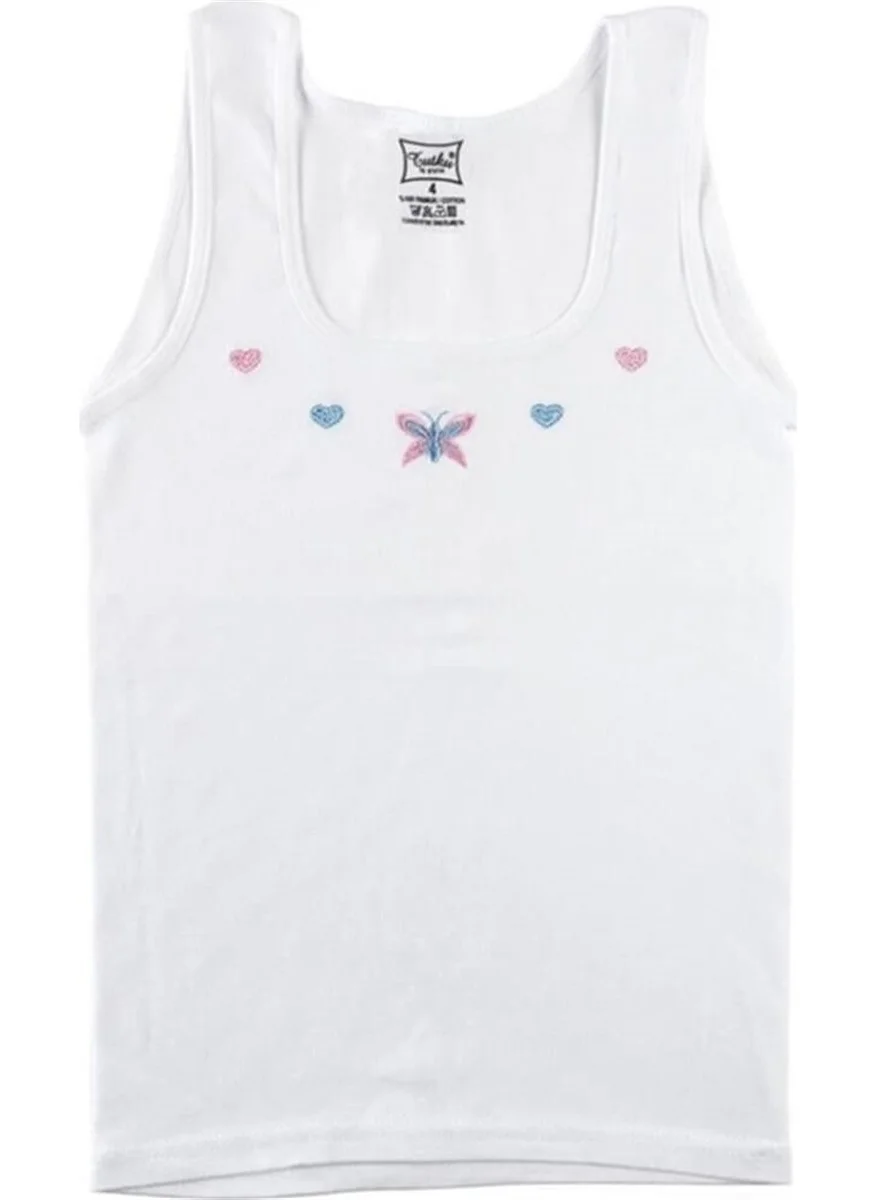 Tutku Passion 3-Pack Wide Strap Embroidered Girls Undershirt