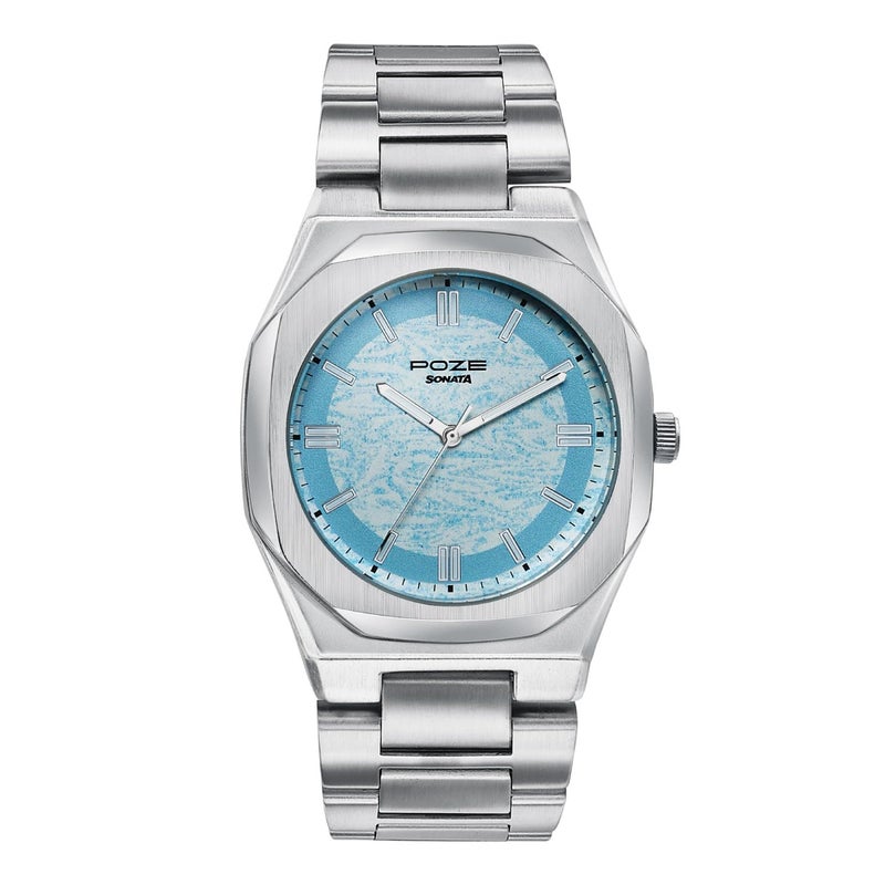 Sonata ساعة سوناتا بوز 7 التناظرية بقرص أزرق وحزام معدني أزرق للنساء - SP70098SM01 - Image 4