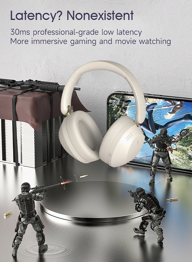 DUDAO X22MAX Hybrid Active Noise Cancelling Headphones with Multiple Modes, HiFi Stereo Sound, 40H Playtime, Fast Charge, Soft Earcups, Bluetooth Headphones, Travel White - Image 5