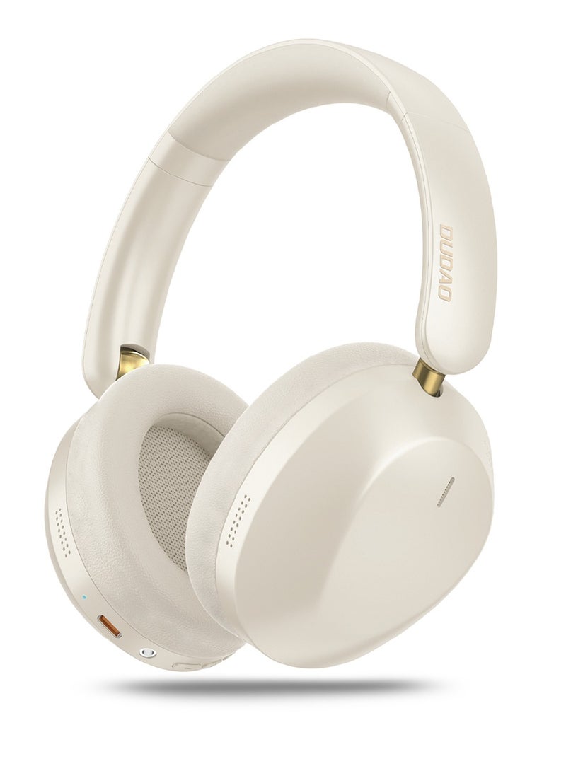 DUDAO X22MAX Bluetooth Over-Ear Headphones, Stereo Sound, 30H Playtime, Type-C Fast Charging, Foldable Design – Beige - Image 1