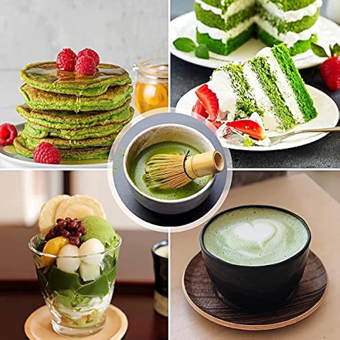 Antole 4Pcs Matcha Tea SetJapanese Matcha Etiquette Accessories With Bamboo Whisk Ceramic Whisk Holder And Bamboo Teaspoon Plastic Storage Jar - Image 4