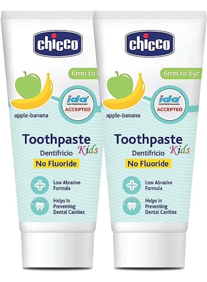 شيكو معجون أسنان شيكو للأطفال، مثالي للأطفال من عمر ٦ أشهر إلى ٦ سنوات، بنكهة التفاح والموز، ٥٠ غرامًا (عبوة من قطعتين) | خالٍ من الفلورايد وقليل الكشط | يزيل البلاك، ويساعد على منع التسوس | معتمد من قِبل الجمعية الدولية لأطباء الأسنان - Image 3
