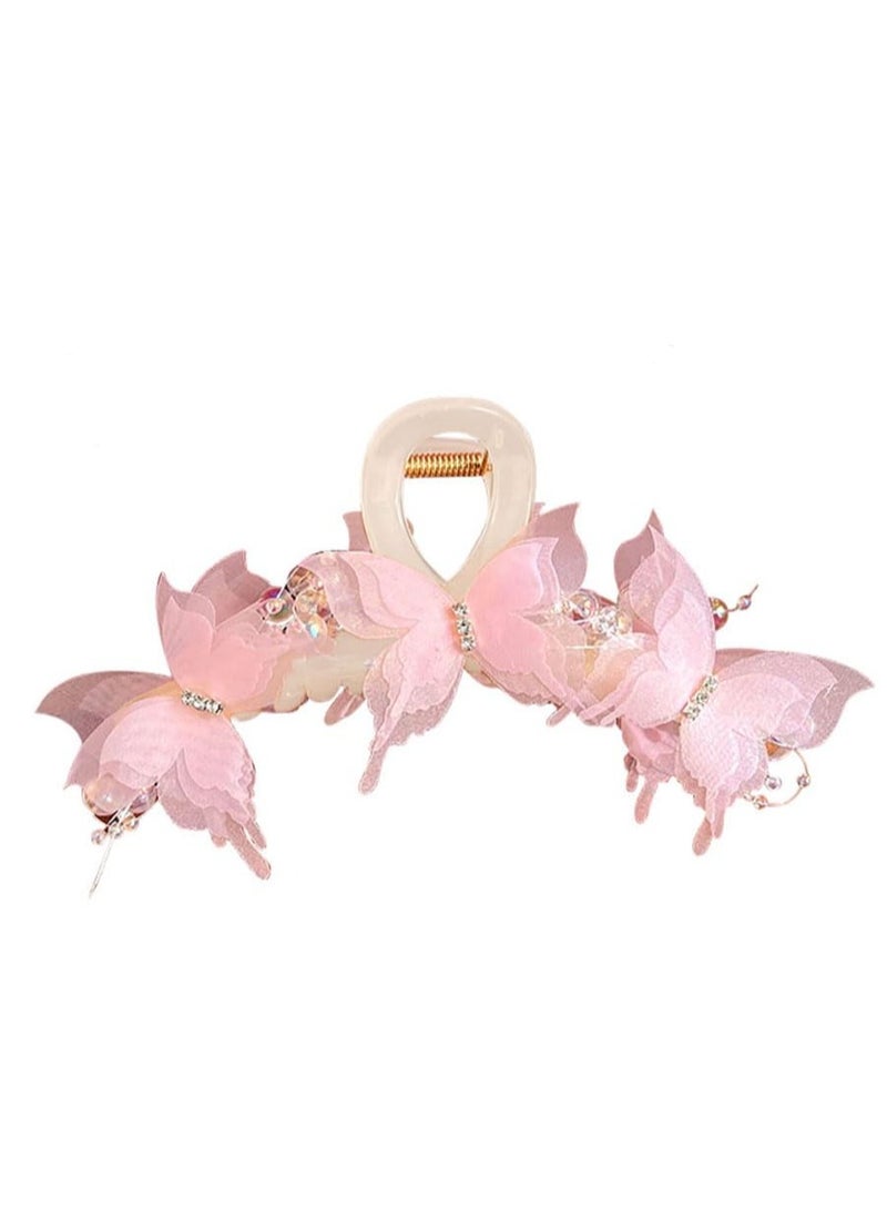 Goolsky 1 Elegant Butterfly Hair Clip with Sparkling Rhinestones & Beads - Chic Y2K Style Large Shark Clip for Women, Ideal for Weddings & Special Occasions, Perfect New Year Gift, Butterfly Hair Accessories - Image 2