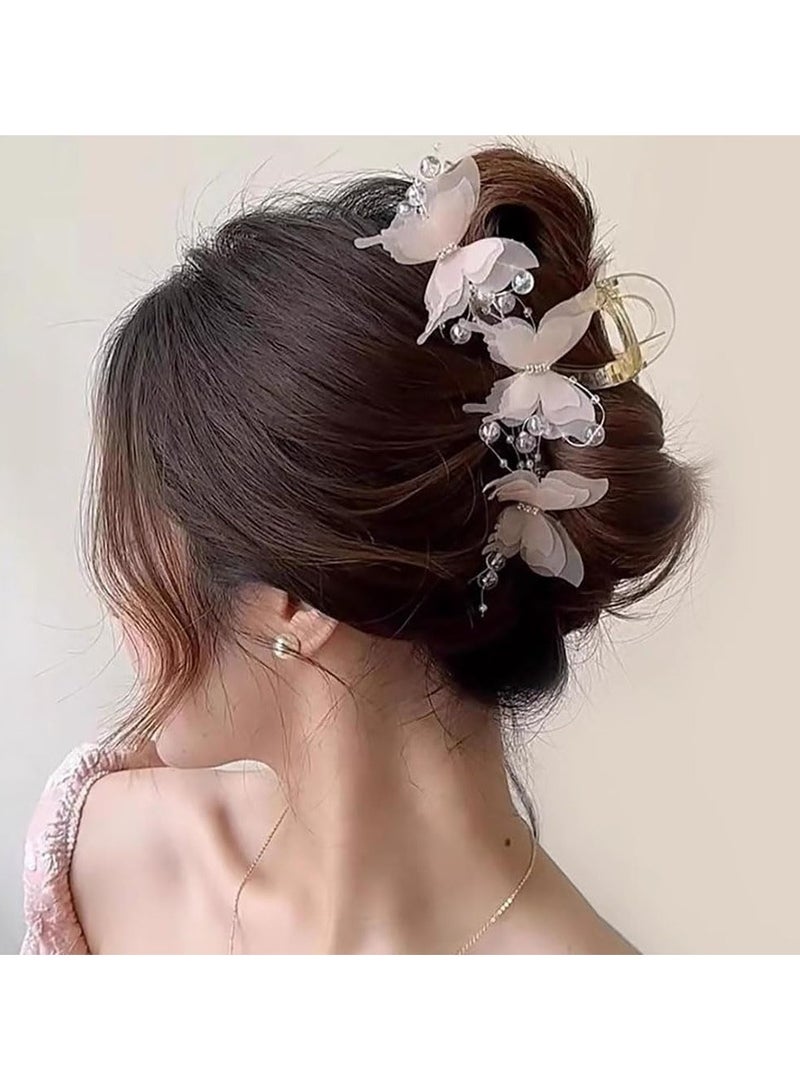 Goolsky 1 Elegant Butterfly Hair Clip with Sparkling Rhinestones & Beads - Chic Y2K Style Large Shark Clip for Women, Ideal for Weddings & Special Occasions, Perfect New Year Gift, Butterfly Hair Accessories - Image 3