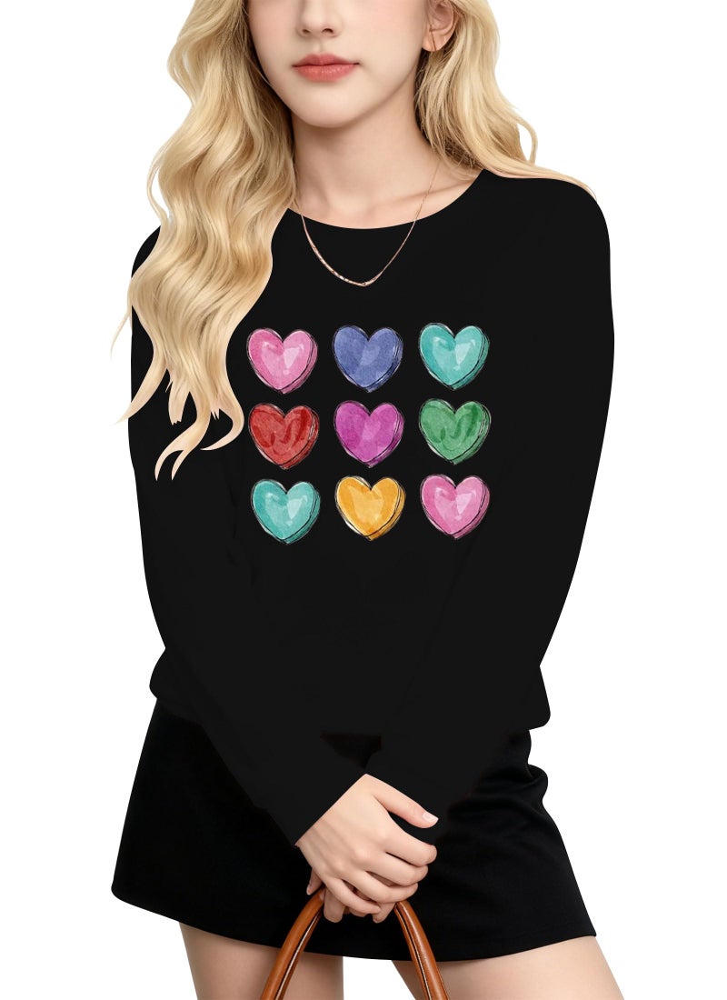 Grezea Valentines Shirts for Girls Toddler Cute Love Heart Long Sleeve Casual Tee Tops - Image 2