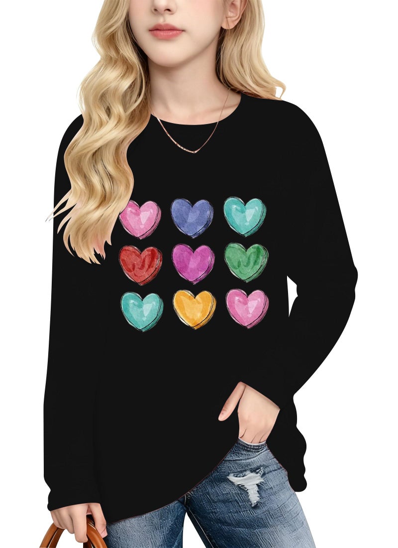 Grezea Valentines Shirts for Girls Toddler Cute Love Heart Long Sleeve Casual Tee Tops - Image 1
