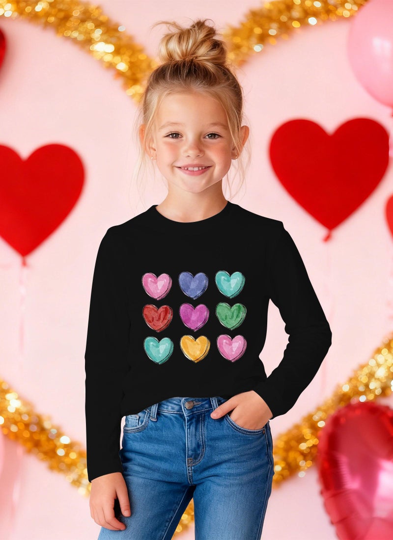 Grezea Valentines Shirts for Girls Toddler Cute Love Heart Long Sleeve Casual Tee Tops - Image 3
