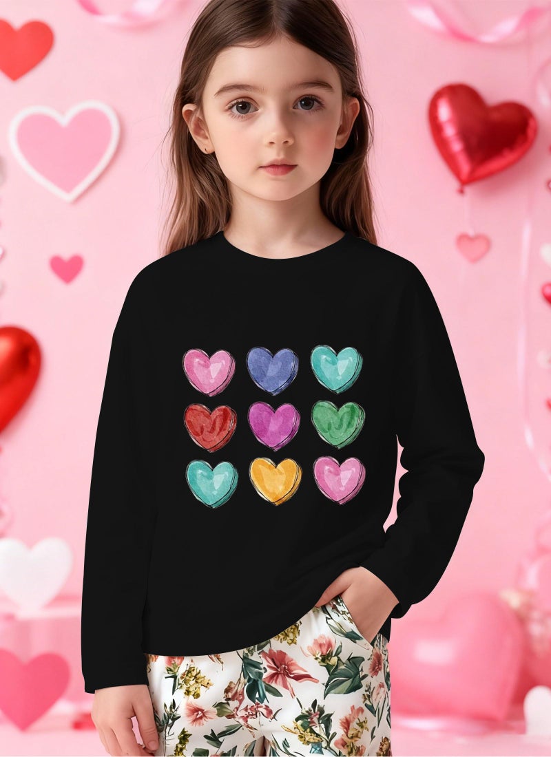 Grezea Valentines Shirts for Girls Toddler Cute Love Heart Long Sleeve Casual Tee Tops - Image 4