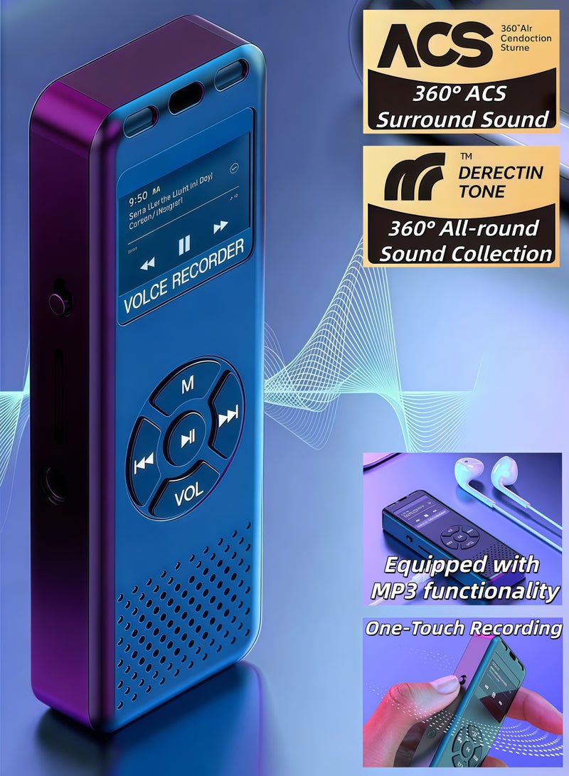 XiuWoo Digital Voice Recorder,256GB Digital Voice Recorder,Recorder Voice Activated Recorder with MP3,Playback & Noise Reduction,HD Stereo,for Crystal Clear HD Audio Portable Dictaphone,Lectures Meetings(Black) - Image 1