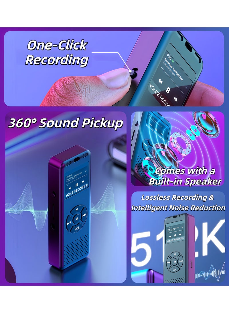 XiuWoo Digital Voice Recorder,256GB Digital Voice Recorder,Recorder Voice Activated Recorder with MP3,Playback & Noise Reduction,HD Stereo,for Crystal Clear HD Audio Portable Dictaphone,Lectures Meetings(Black) - Image 3