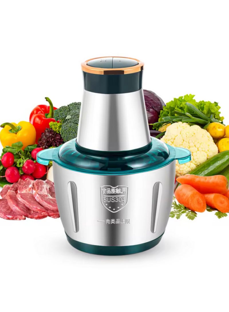 TEGRILO Electric Meat Grinder, 3L Stainless Steel Electric Meat Chopper, 500W Food Processor for Meat, Vegetables, Fruits and Nuts(3L-Blue)  - Image 1