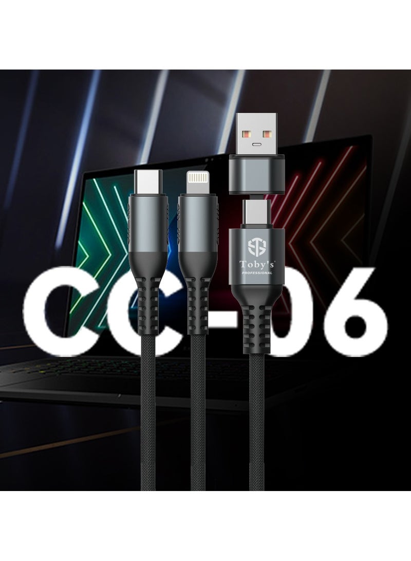 توبيز كابل الشحن السريع 2 في 1 من توبي CC-06 | 5A 200W | نوع-C + لايتنينغ | محمي بنسيج نايلون | كابل متين بطول 1 متر لجميع الأجهزة - Image 2