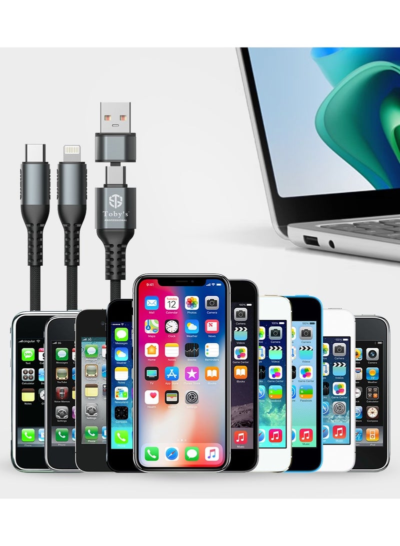 توبيز كابل الشحن السريع 2 في 1 من توبي CC-06 | 5A 200W | نوع-C + لايتنينغ | محمي بنسيج نايلون | كابل متين بطول 1 متر لجميع الأجهزة - Image 4