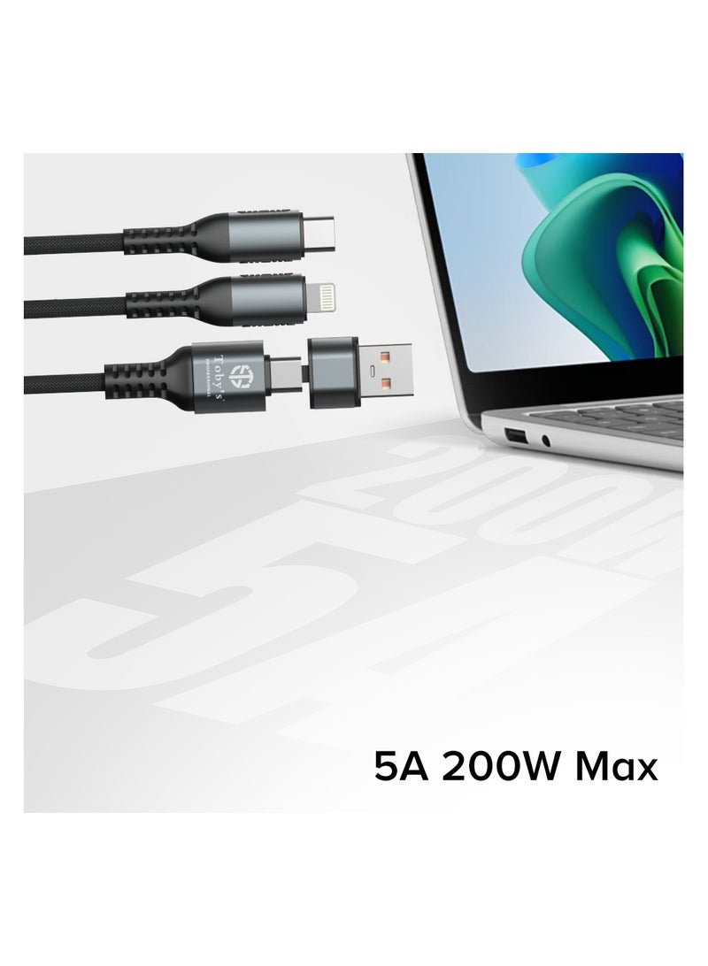 توبيز كابل الشحن السريع 2 في 1 من توبي CC-06 | 5A 200W | نوع-C + لايتنينغ | محمي بنسيج نايلون | كابل متين بطول 1 متر لجميع الأجهزة - Image 5